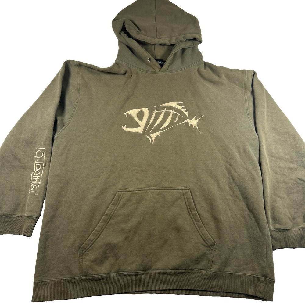 G.Loomis Olive  Mens XL Pullover Hoodie Missing Drawstring